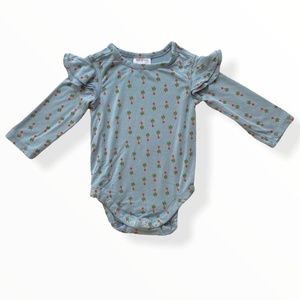 Hanna Andersson Long Sleeve Radish Bamboo Onesie Size 60 Size 3-6 Months Blue